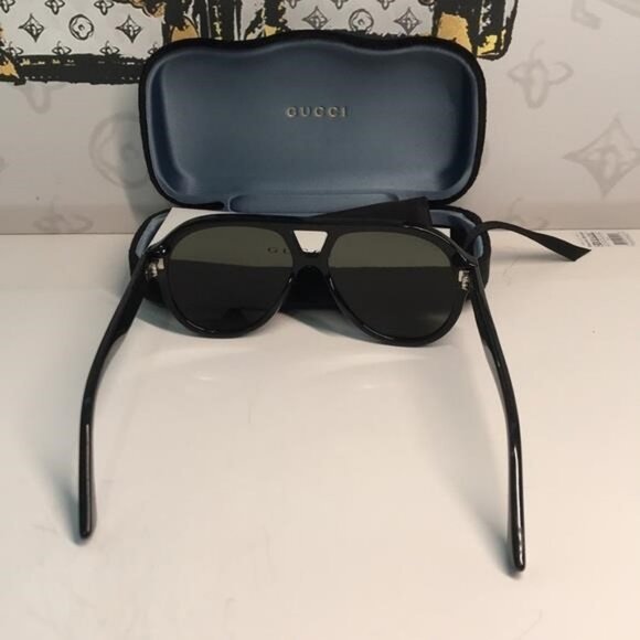 New Authentic Black Aviator Sunglasses GG0159SN 001 - Picture 8 of 11